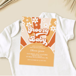 Groovy Baby Retro Sunshine Daisy Baby Shower Invit Inbjudningar