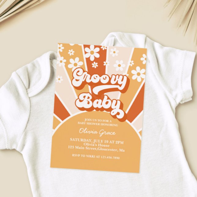Groovy Baby Retro Sunshine Daisy Baby Shower Invit Inbjudningar (Skapare uppladdad)