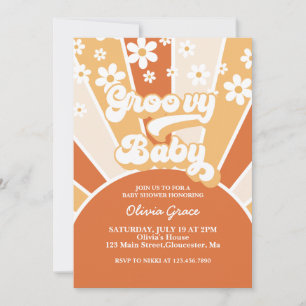Groovy Baby Retro Sunshine Daisy Baby Shower Invit Inbjudningar