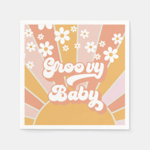 Groovy Baby Retro Sunshine Hippie Baby Shower Napk Pappersservett