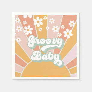 Groovy Baby Retro Sunshine Hippie Baby Shower Pappersservett