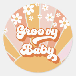 Groovy Baby Retro Sunshine Hippie Baby Shower Runt Klistermärke