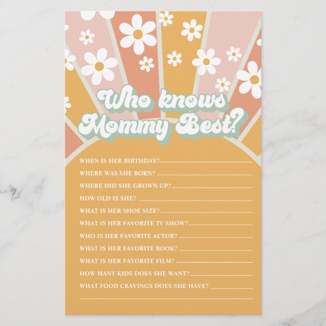 Groovy Baby Retro Sunshine som känner Mamma bästa  Flygblad (Framsidan)