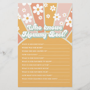 Groovy Baby Retro Sunshine Vem Känner Mamma Bäst S Flygblad