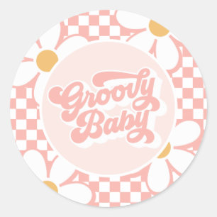 Groovy Baby Rosa Check Daisy Runt Klistermärke