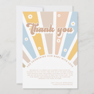 Groovy Baby Rosa Retro Baby Shower Tack Kort