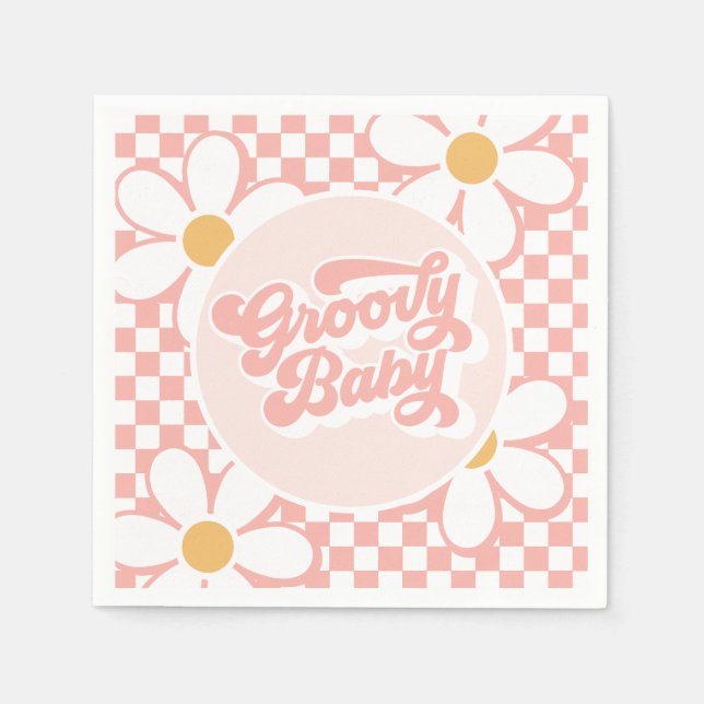 Groovy Baby Rosa Tusensköns Rutiga Pappersservett (Framsidan)