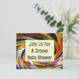 Groovy Baby Shower Bright Swirl Retro Tie-Dye Inbjudningar