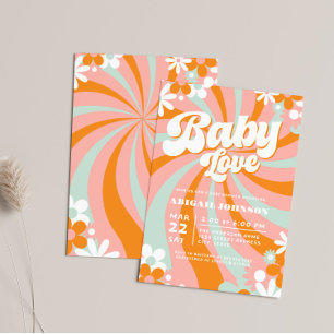 Groovy Baby Shower Inbjudningar