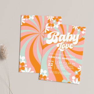 Groovy Baby Shower Inbjudningar