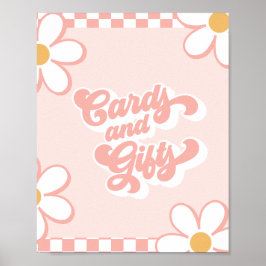 Groovy Baby Shower-kort och presentkort tecken ros Poster