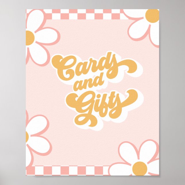Groovy Baby Shower-kort och presentkort tecken ros Poster (Framsidan)