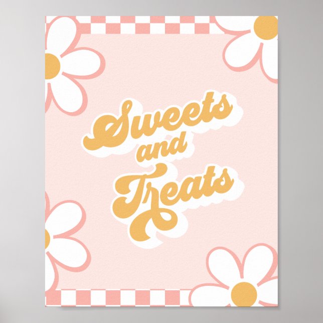 Groovy Baby Shower Sweets and Treats Sign Poster (Framsidan)