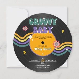 Groovy Baby Shower Vinyl Record Vintage 70s 80s Inbjudningar