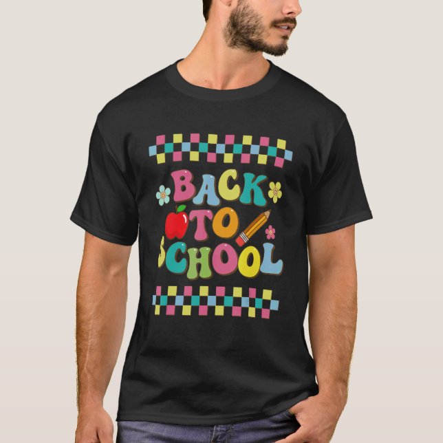 Groovy Back To School Teacher Vibes First Day Of S T Shirt (Framsida)