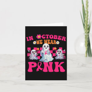 Groovy Bära Rosa Breast Cancer Warrior Cute Ghost Kort