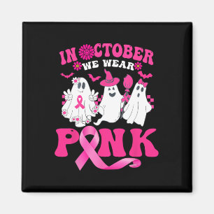 Groovy Bära Rosa Breast Cancer Warrior Cute Ghost Magnet