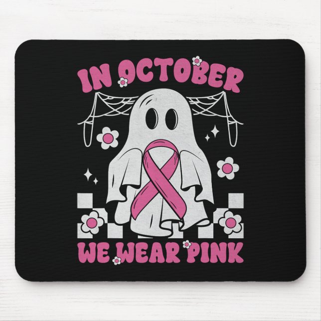 Groovy Bära Rosa Breast Cancer Warrior Cute Ghost Musmatta (Framsidan)