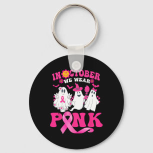Groovy Bära Rosa Breast Cancer Warrior Cute Ghost Nyckelring