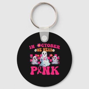Groovy Bära Rosa Breast Cancer Warrior Cute Ghost Nyckelring