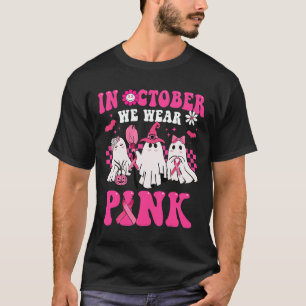 Groovy Bära Rosa Breast Cancer Warrior Cute Ghost T Shirt