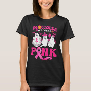 Groovy Bära Rosa Breast Cancer Warrior Cute Ghost T Shirt
