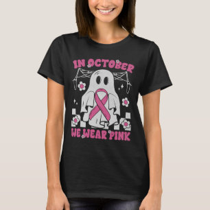 Groovy Bära Rosa Breast Cancer Warrior Cute Ghost T Shirt