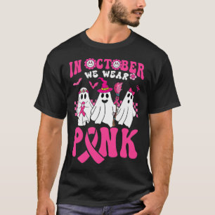 Groovy Bära Rosa Breast Cancer Warrior Ghost Hallo T Shirt