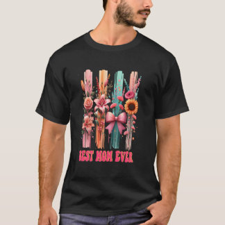 Groovy Bästa mamma någonsin Blommig slinga Mors da T Shirt