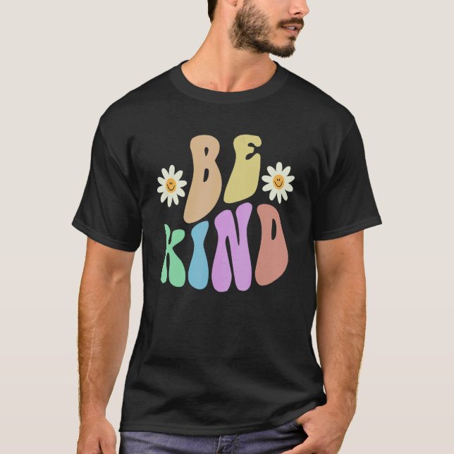 Groovy BE KIND Retro Stop Bullying Choose Kindness T Shirt (Framsida)