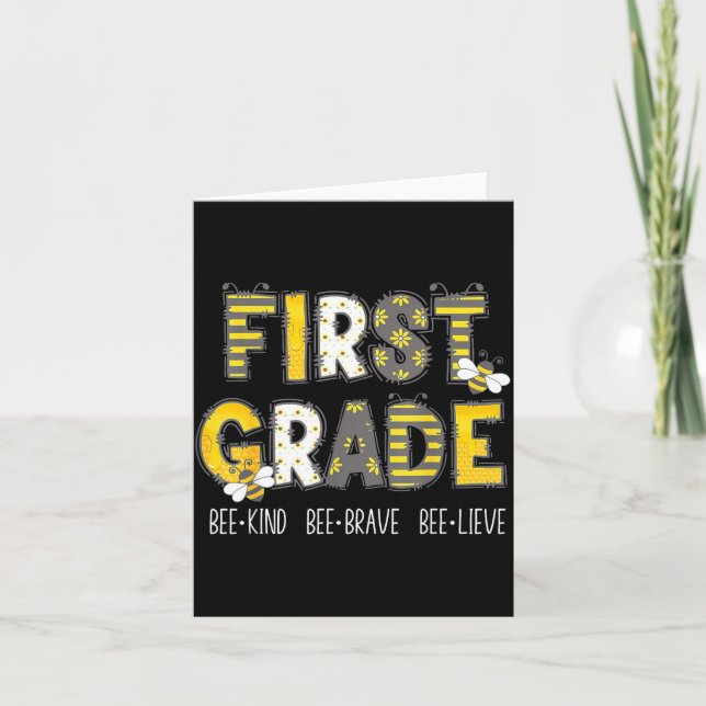 Groovy Bee Snäll Förste Klass Lärare 1:a Squad Kort (Framsida)