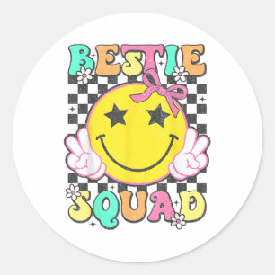 Groovy Bestie Squad Best Friends Matching Girls Pa Runt Klistermärke