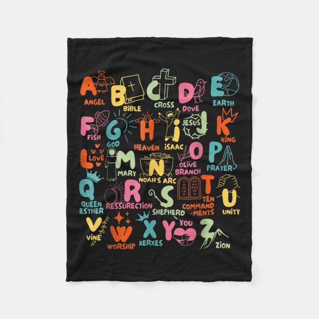 Groovy Biblical Alphabet Christian Teacher Student Fleecefilt (Framsidan)