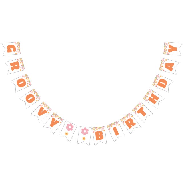 Groovy Birthday Daisy Hippie Birthday Vimplar (Alla)