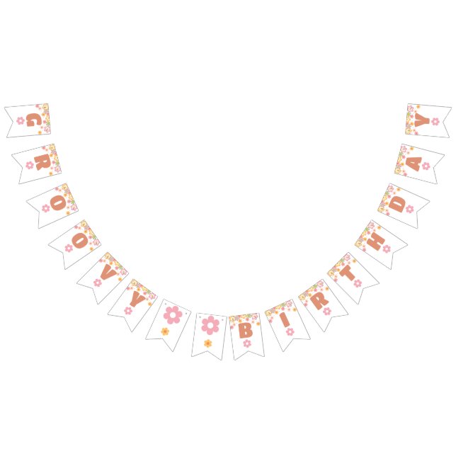 Groovy Birthday Daisys Hippie Birthday Vimplar (Alla)