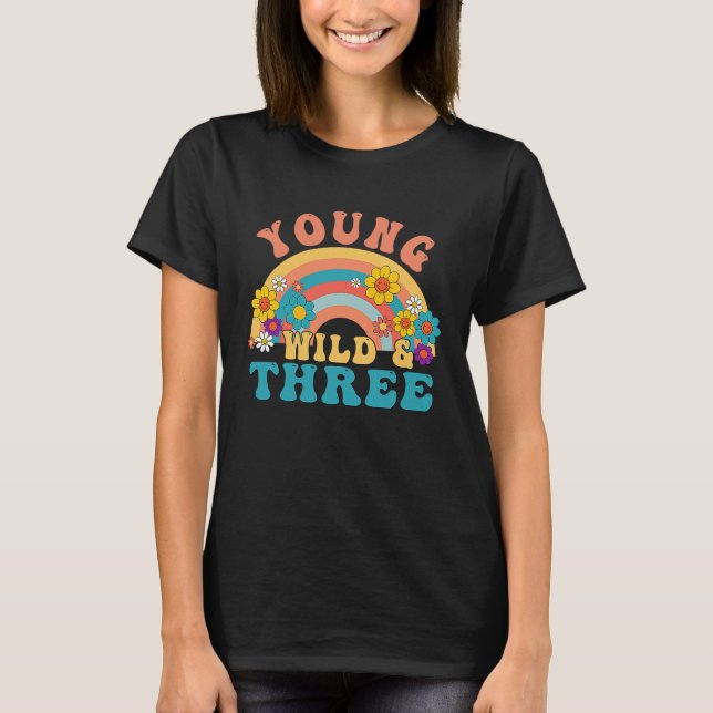 Groovy Birthday Young Vild och 3 Boho 3:e födelsed T Shirt (Framsida)