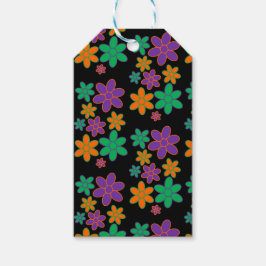 Groovy Black 70-talets Stil-Märkre för blomstergåv Presentetikett