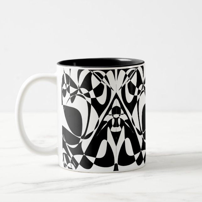 Groovy Black and White Mönster Två-Tonad Mugg (Vänster)