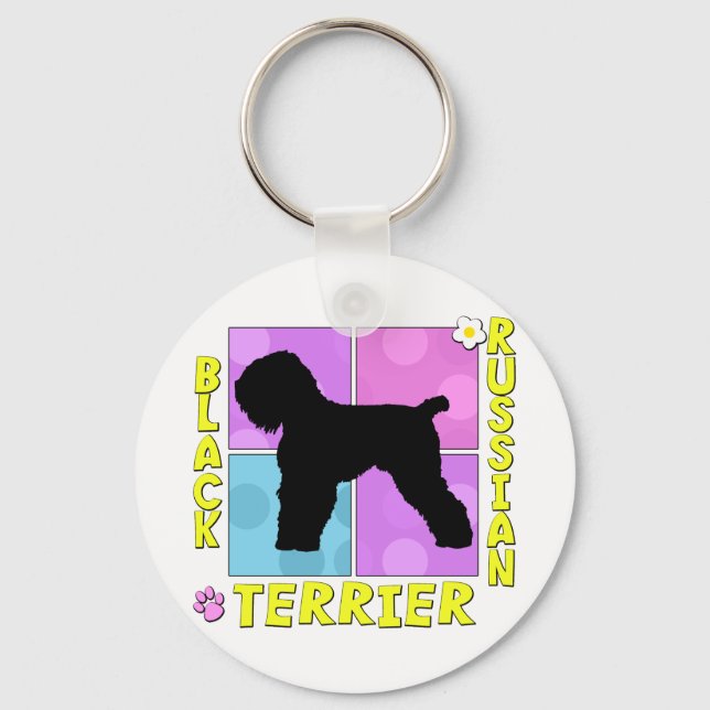 Groovy Black Russian Terrier Nyckelring (Framsida)