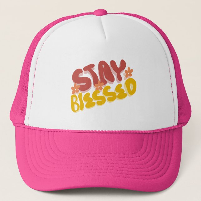 Groovy Blessed Hand Lettering Blomma  Keps (Framsida)