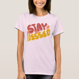 Groovy Blessed Hand Lettering Blomma T Shirt