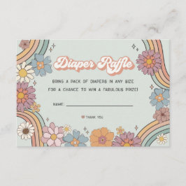 Groovy blommigt 70s, blaper raffle-inbjudan infogn tilläggskort