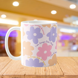 Groovy Blommigt Quote, Retro för positiv bekräftel Kaffemugg