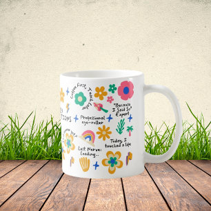 Groovy Blommigt Teacher Gift med bekräftelser Kaffemugg