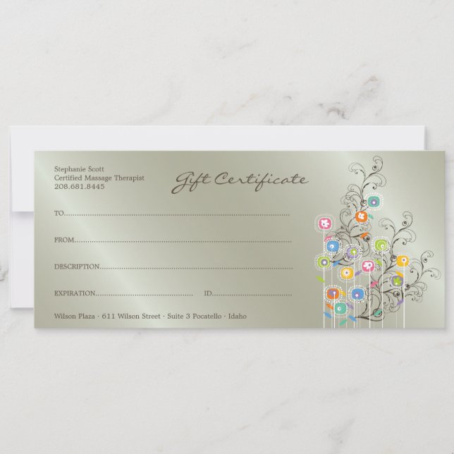 Groovy Blomsterträdgård Silver Gift Certificate (Framsida)