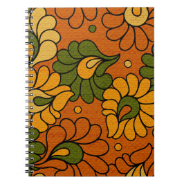 Groovy Bloom - Retro Floral 1970s Notebook Anteckningsbok