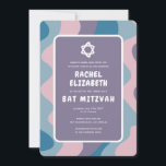 Groovy Blue Purpl Star of David Anpassningsbar Bat Inbjudningar<br><div class="desc">Perfekt-kort för att tillkännage ett bat mitzvah, pub mitzvah eller annat judiskt firande! Hand skapade konst åt dig med hantering på baksidan! FULLT ANPASSADE! Klicka på "Anpassa" ovan om du vill redigera texten. Klicka på "Redigera med verktyg" om du vill justera typsnitt, färg och placeringar och ta bort baksidans design...</div>