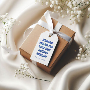 Groovy Blue Retro Typografi Jul Anpassad Presentetikett