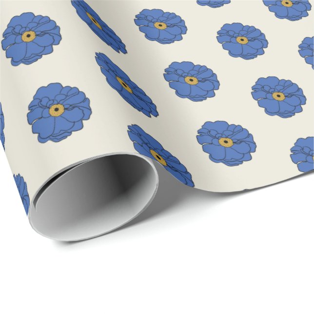 Groovy Blue Wrapping Papper Presentpapper (Rullad Hörn)
