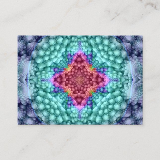 Groovy    BlueVintage Fractal Kaleidoscope Visitkort (Framsida)